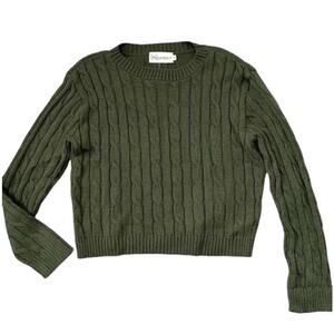 Girls Cotton Emporium Olive Green Cable Knit Sweater Size Small NWT